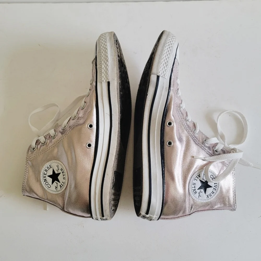 Converse Pink Rose Quartz Metallic Hi Tops Size 9 40 Streetwear Sneakers - Picture 4 of 16